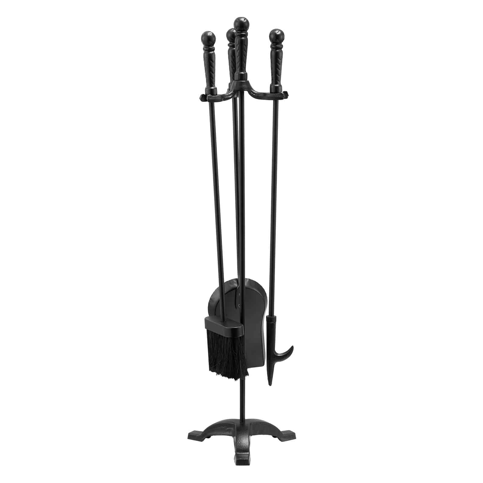 VEVOR 4-Piece Wrought Iron Fireplace Tool Set with Stand – Poker, Shovel, Brush – Indoor/Outdoor Fire Pit Accessories, 75 cm, Black - Pilt 12