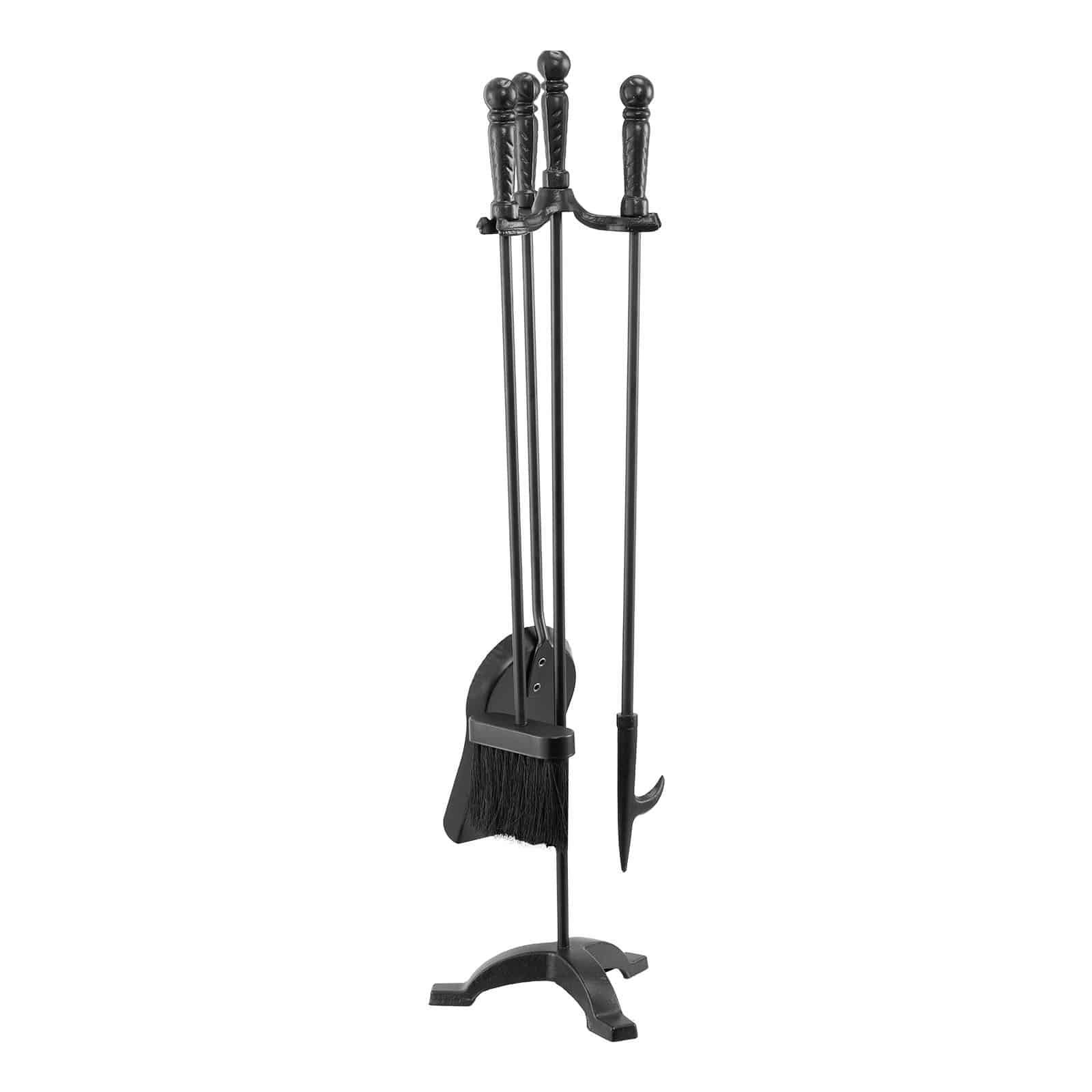 VEVOR 4-Piece Wrought Iron Fireplace Tool Set with Stand – Poker, Shovel, Brush – Indoor/Outdoor Fire Pit Accessories, 75 cm, Black - Pilt 9