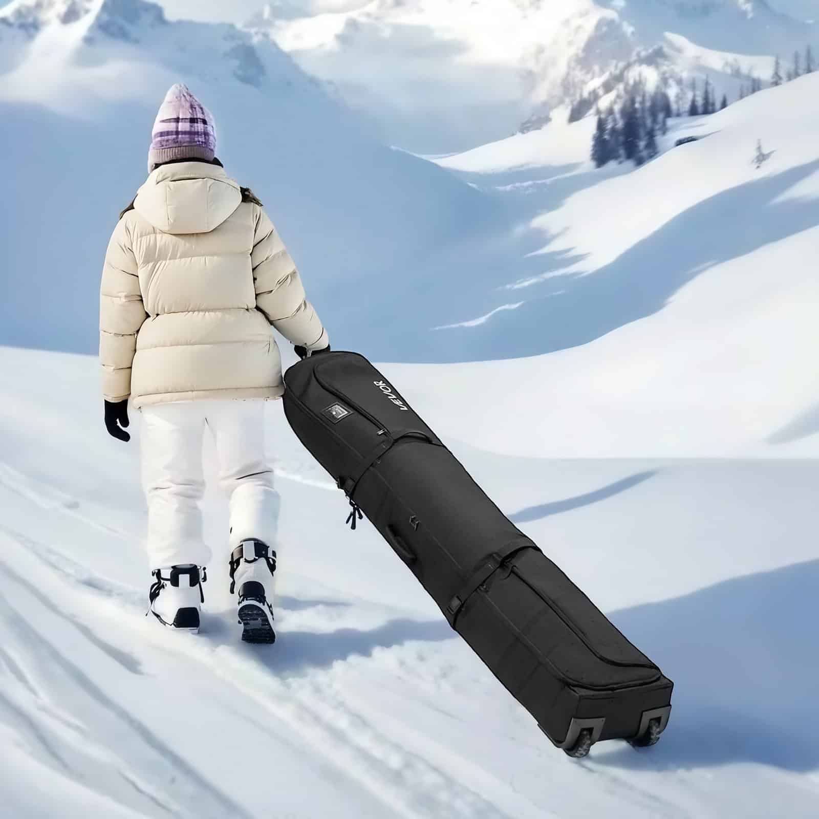 VEVOR Ski & Snowboard Roller Bag 175 cm, Waterproof Padded Travel Bag with Wheels & Straps for Air Travel, Black - Зображення 8