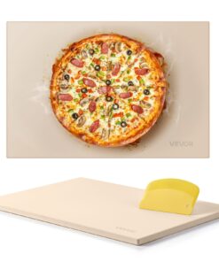VEVOR Cordierite Pizza Stone 508x355 мм, толщина 17 мм, термостойкий для духовки, выпечки барбекю и хлеба, со скребком
