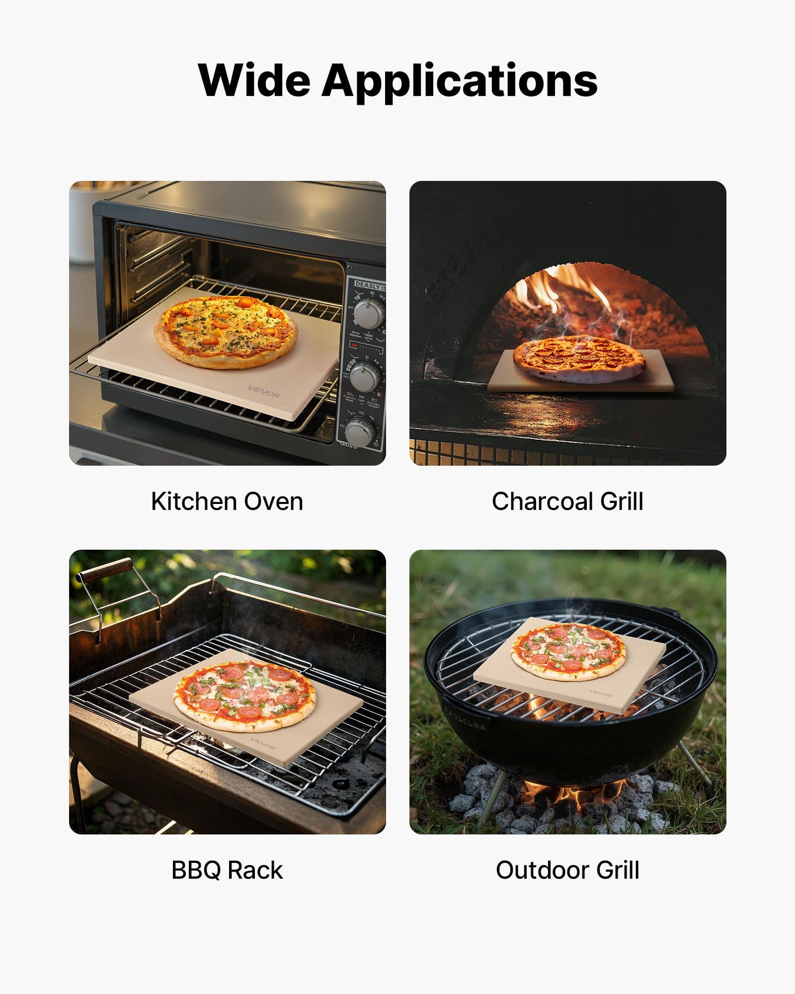 VEVOR 38x30 cm Cordierite Pizza Stone with Scraper, 15 mm Thick Heat-Resistant Rectangular Baking Stone for Oven & Grill — изображение 6