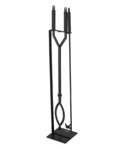VEVOR 3-Piece Fireplace Tool Set as Wrought Iron Poker, Tongs & Stand, 102 см, для внутрішніх/зовнішніх камінів, чорний