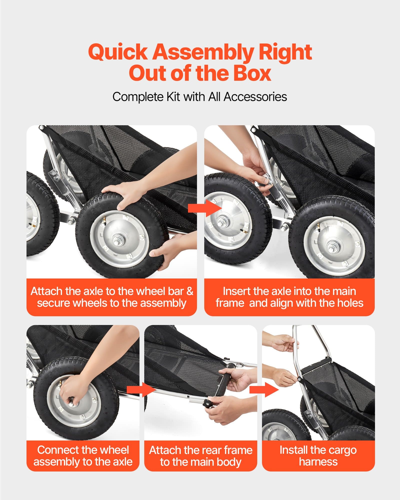 VEVOR Heavy-Duty Folding Game Cart, 227kg Load Deer Hauler with Shock-Absorbing Wheels for Hunting, Fishing, Hiking - Зображення 6