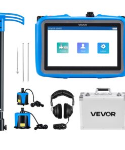 VEVOR Outdoor Pipe Water Leak Detector, 1Hz–10000Hz, LCD Touchscreen, 5m Depth, 2 Sensors, 3 Rods, Headphones & Case