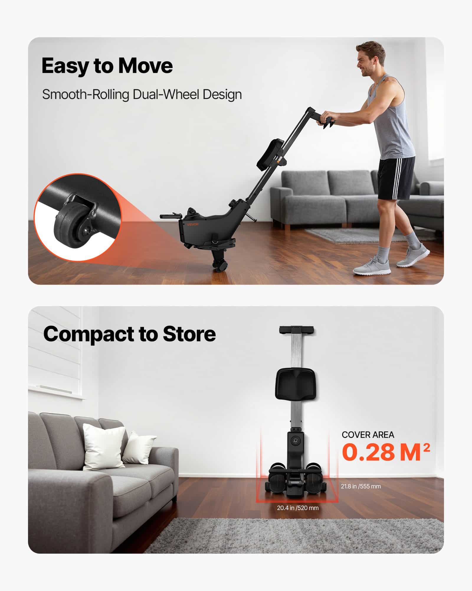 VEVOR Magnetic Rowing Machine with 16-Level Adjustable Resistance, Foldable, Bluetooth & LCD, 158kg Capacity, Quiet Home Rower - Image 6