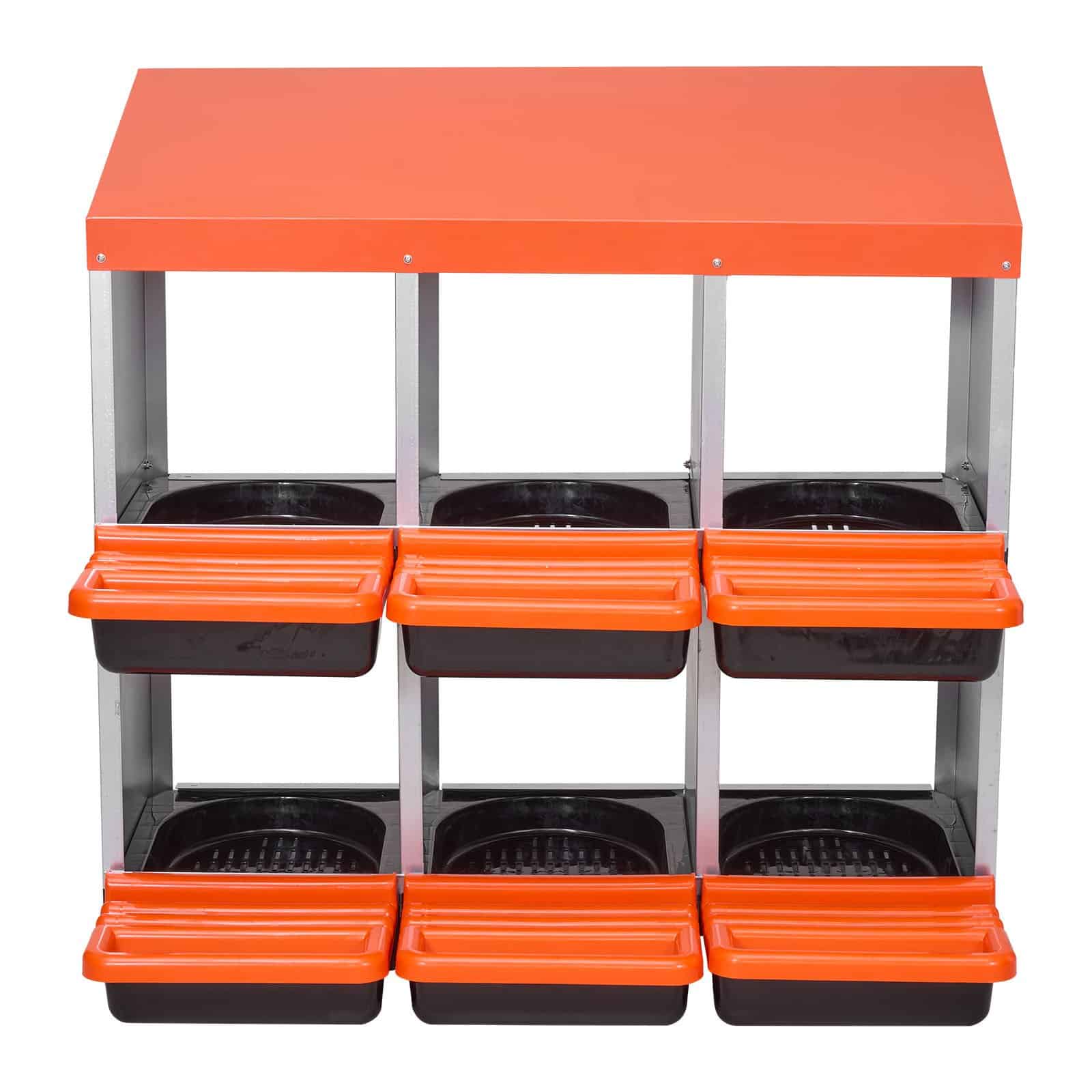 VEVOR 2-Tier Chicken Nesting Boxes with 6 Compartments, Metal Roll-Out Egg Boxes with Protective Lids, for Poultry, Easy Assembly — изображение 11