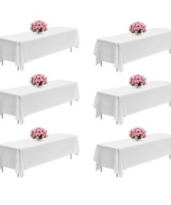 VEVOR 6 tk valged ristkülikukujulised laudlinad 228x335 cm, korduvkasutatavad polüesterist, pidudeks, pulmadeks, 8 jala laudadele