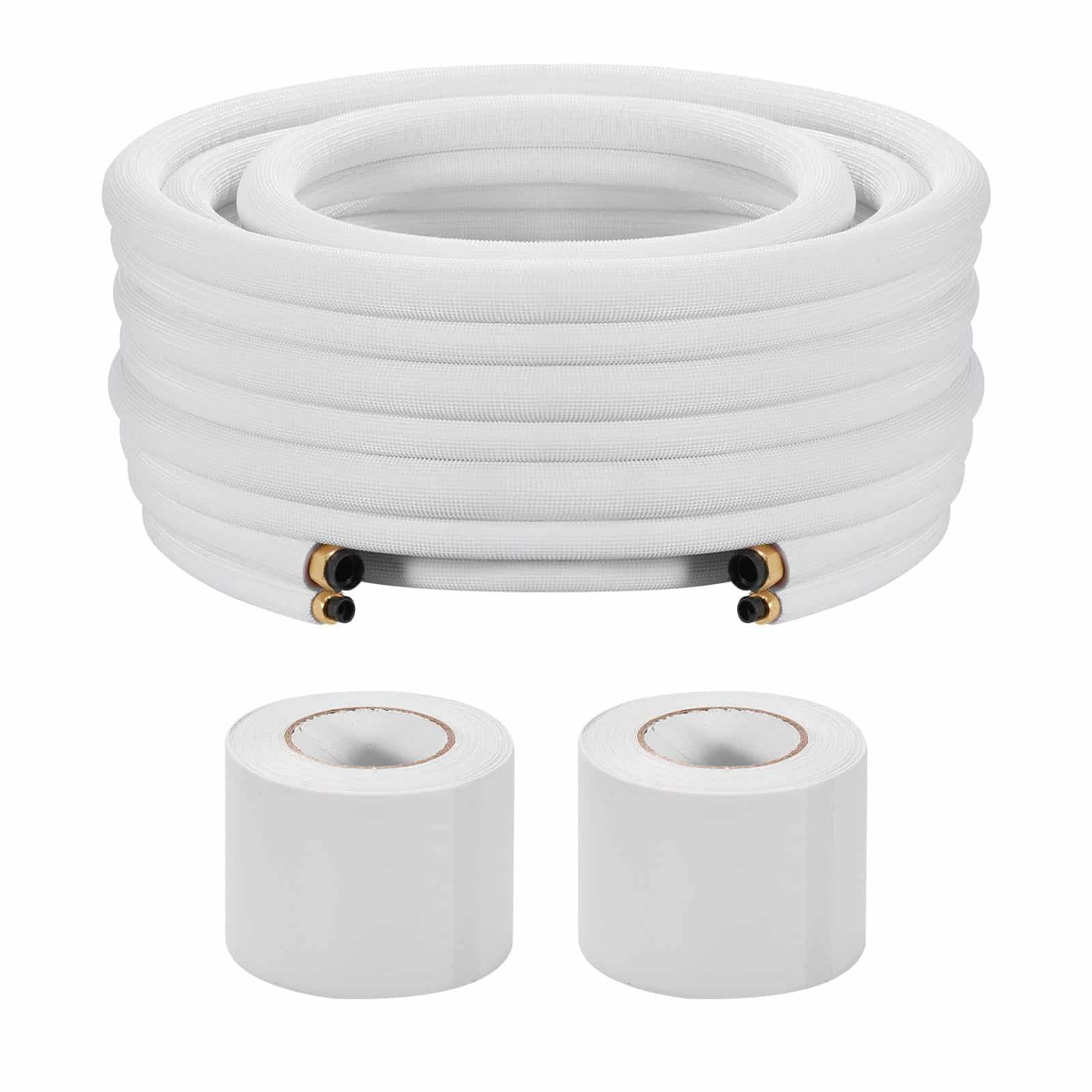 VEVOR 30.5m Mini Split Line Set – 6.4mm & 9.5mm Copper Tubing with Insulation, Flared Nuts & Tapes for HVAC/Heat Pump Systems