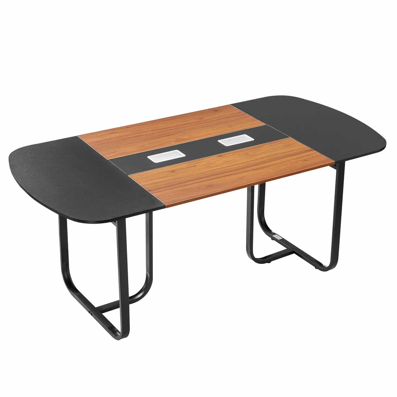 VEVOR 1800 mm Oval Conference Table for 6-8 People, Black & Brown