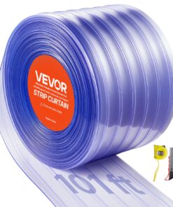 VEVOR Clear PVC Ribbed Strip Curtain Roll, 30.8 m x 30.5 cm, Heavy-Duty Plastic Door Strips for Freezer, Garage, Warehouse, Pet Door