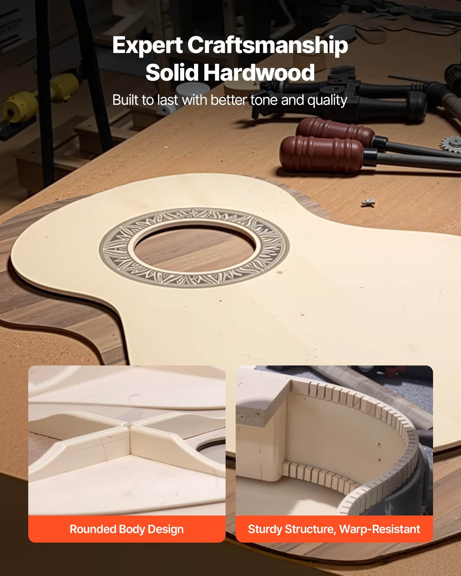 VEVOR 960 mm Classical Guitar Starter Kit, Basswood Body, Nylon Strings, Gig Bag, Tuner, for Beginners Teens Adults, Sunburst - Image 4