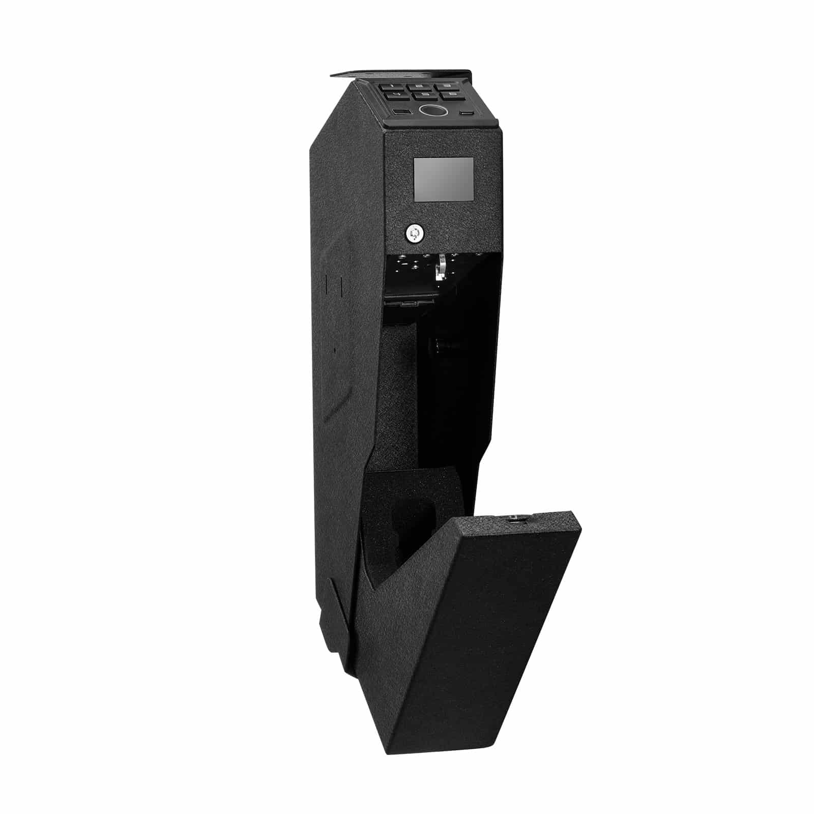 VEVOR Fingerprint Gun Safe with LCD, LED, Keypad & Key Access for 1 Pistol & Magazine – Mounted Bedside/Desk/Car Firearm Box — Attēls 11