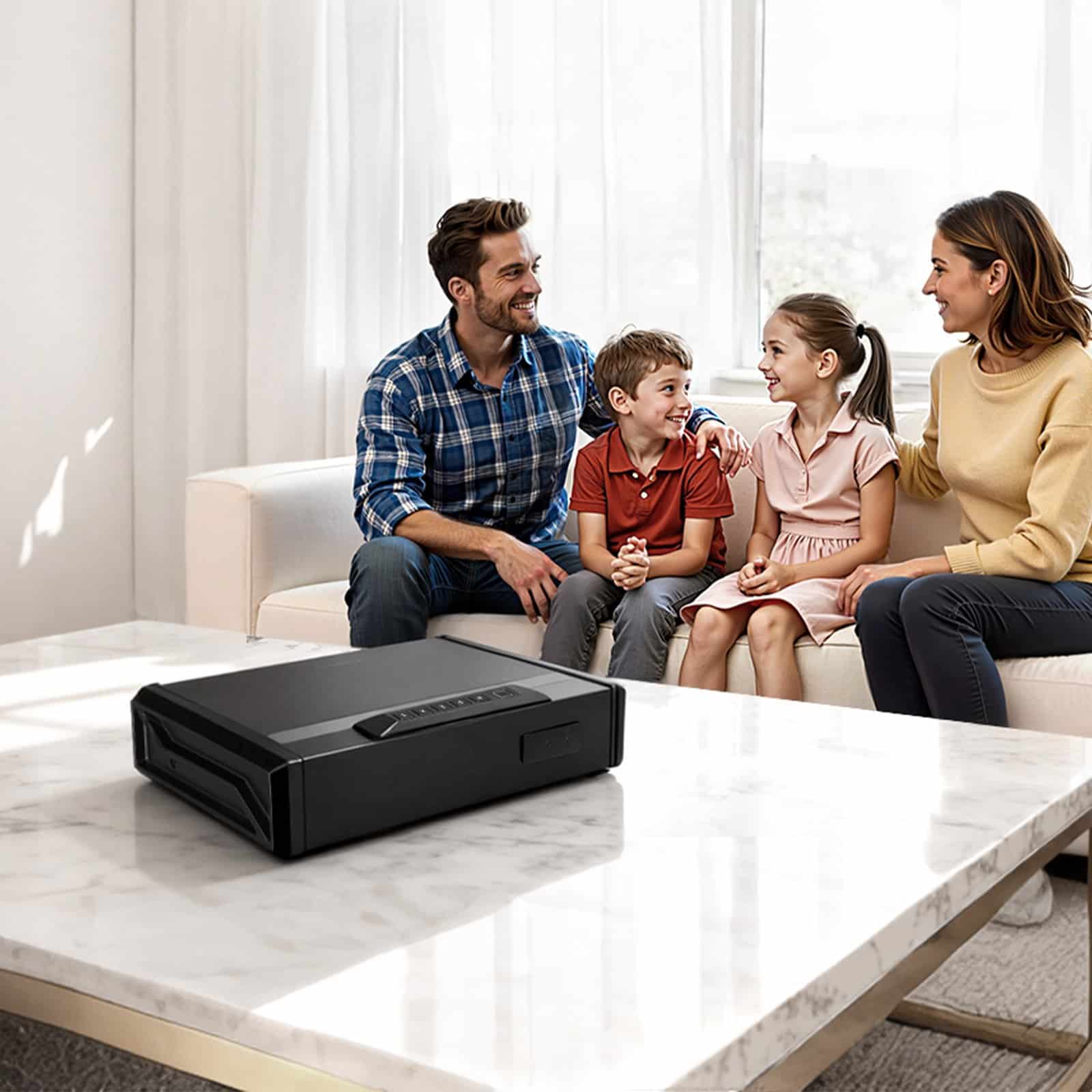 VEVOR Biometric Handgun Safe for 2 Pistols, Fingerprint/Code/Key Access, Anti-Theft Gun Box with Light for Home, Desk, Car - Image 8