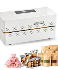 VEVOR Automātiskā Lentu Aizzīmogošanas Mašīna, 400W, 8–12 mm Šuves Platums, Digitāla Temp. Kontrole, Plastmasas Maisiņiem 0.06–0.2 mm