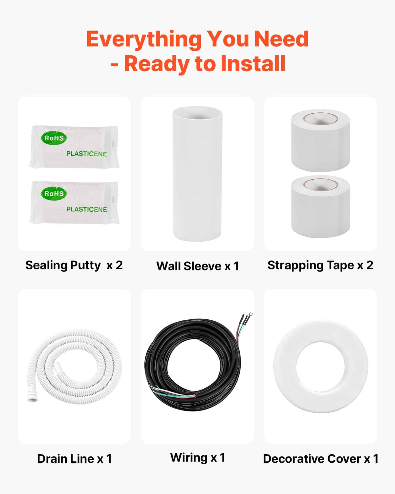 VEVOR 7.6m Mini Split AC Line Set, 9.5mm & 15.9mm Copper Tubing, Insulated Coil with Flared Nuts, Full HVAC Kit - Image 5