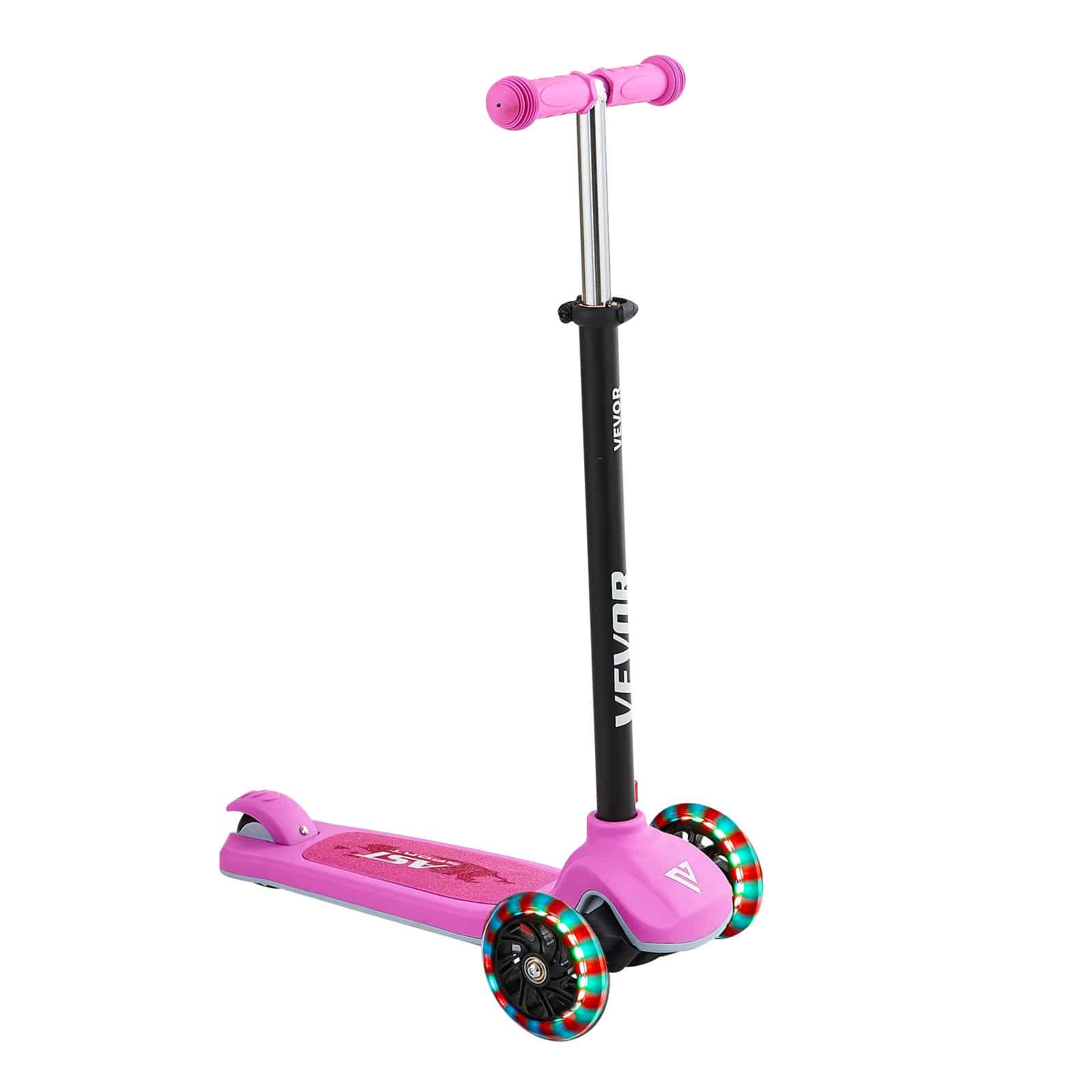VEVOR 3-Wheel Kick Scooter for Kids Age 3+, Adjustable Height, Light-Up Wheels, Up to 75 kg, Anti-Slip Deck, Pink - Pilt 10