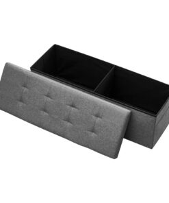 Складная льняная скамейка VEVOR для хранения вещей Османская скамейка с боковыми карманами, вместимостью 299 кг, серая торцевая грудь для спальни и гостиной