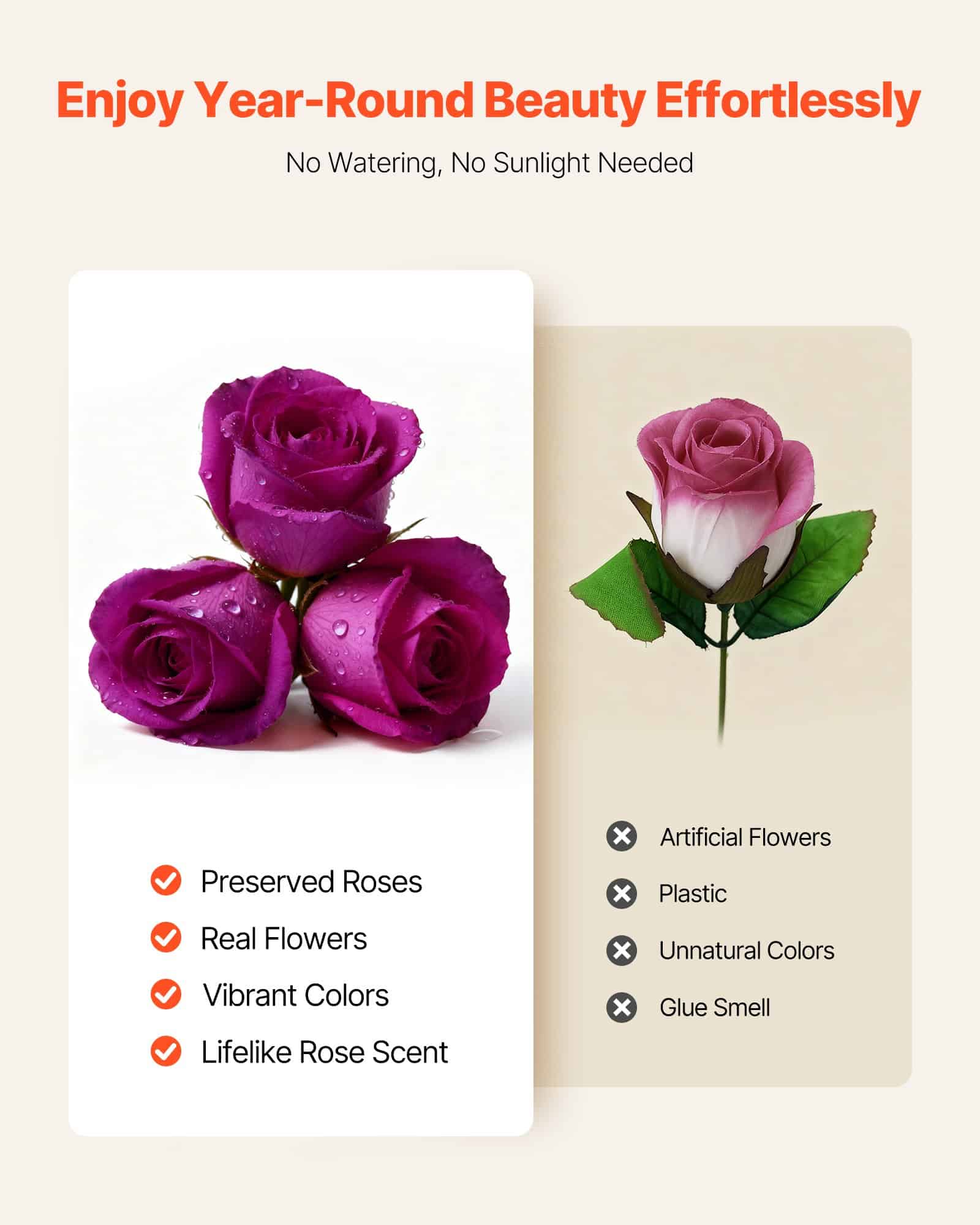 VEVOR Preserved Roses, 27 Eternal Purple Roses in Heart Box, Long-Lasting Gift for Women, Anniversary, Birthday, Valentine's Day — изображение 4