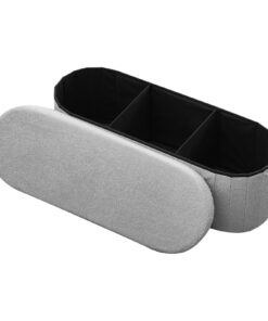 VEVOR скамья-оттоманка серая овальная складная с плюшевой обивкой, нагрузка до 299 кг, для спальни, гостиной, прихожей