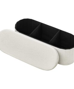 Складная овальная банкетка VEVOR с мягкой обивкой, 299кг, бежевый – для спальни, гостиной, прихожей, с местом для хранения