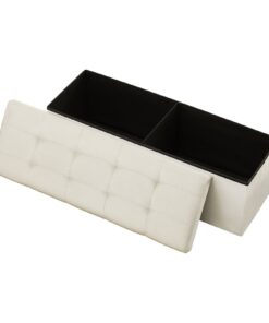 VEVOR Складной Льняной Пуф с Боковыми Карманами, Грузоподъемность 299кг, Бежевый, для Спальни, Гостиной, Прихожей