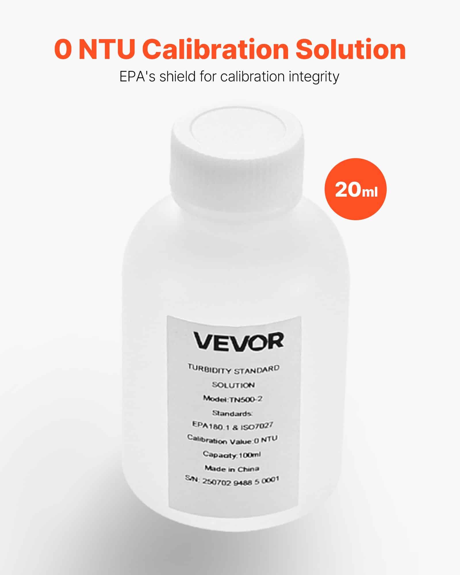 VEVOR 0 NTU Turbidity Calibration Solution, 100ml, EPA Approved, Zero-Drift, Lab-Grade Standard for Turbidity Meter Calibration — изображение 2