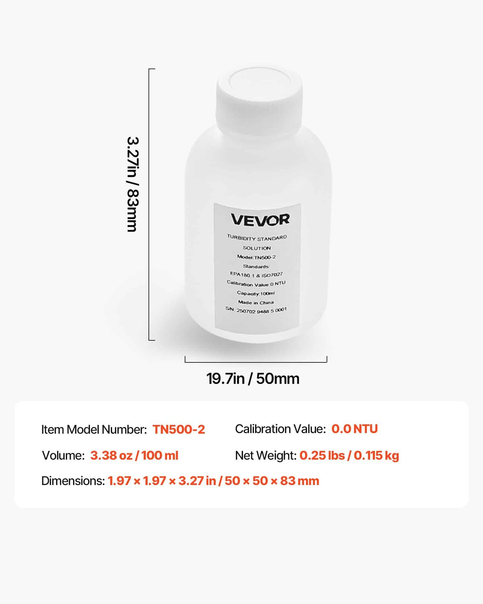 VEVOR 0 NTU Turbidity Calibration Solution, 100ml, EPA Approved, Zero-Drift, Lab-Grade Standard for Turbidity Meter Calibration — изображение 7