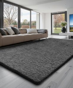 VEVOR мягкий пушистый ковер 1,52x2,44м, нескользящий ковер для гостиной, спальни, темно-серый, не линяет