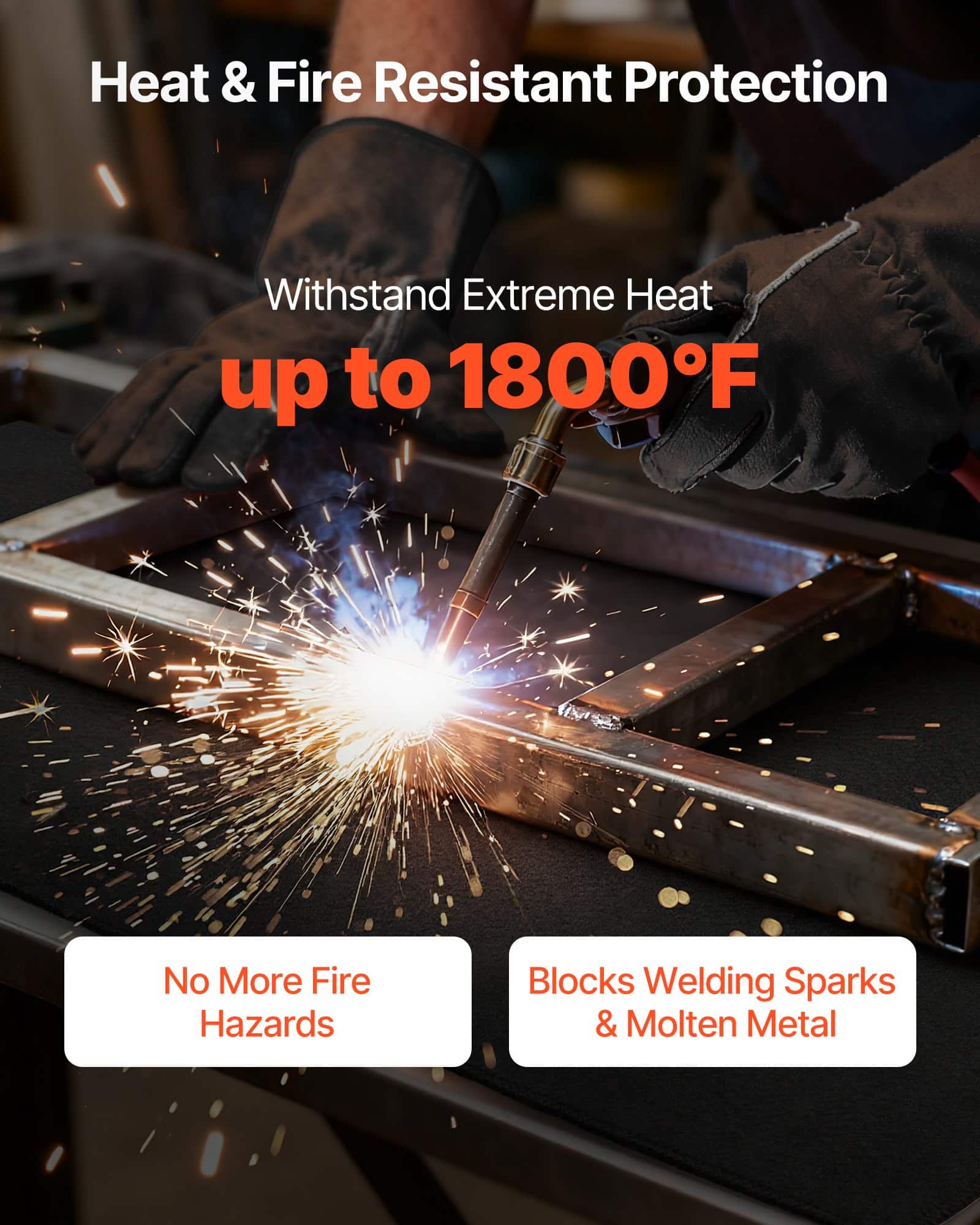 VEVOR 2-Pack Carbon Felt Welding Blankets 508x914mm, Fireproof Heat-Resistant Insulation Mats, 3.5mm Thick, Up to 982°C — attēls 2