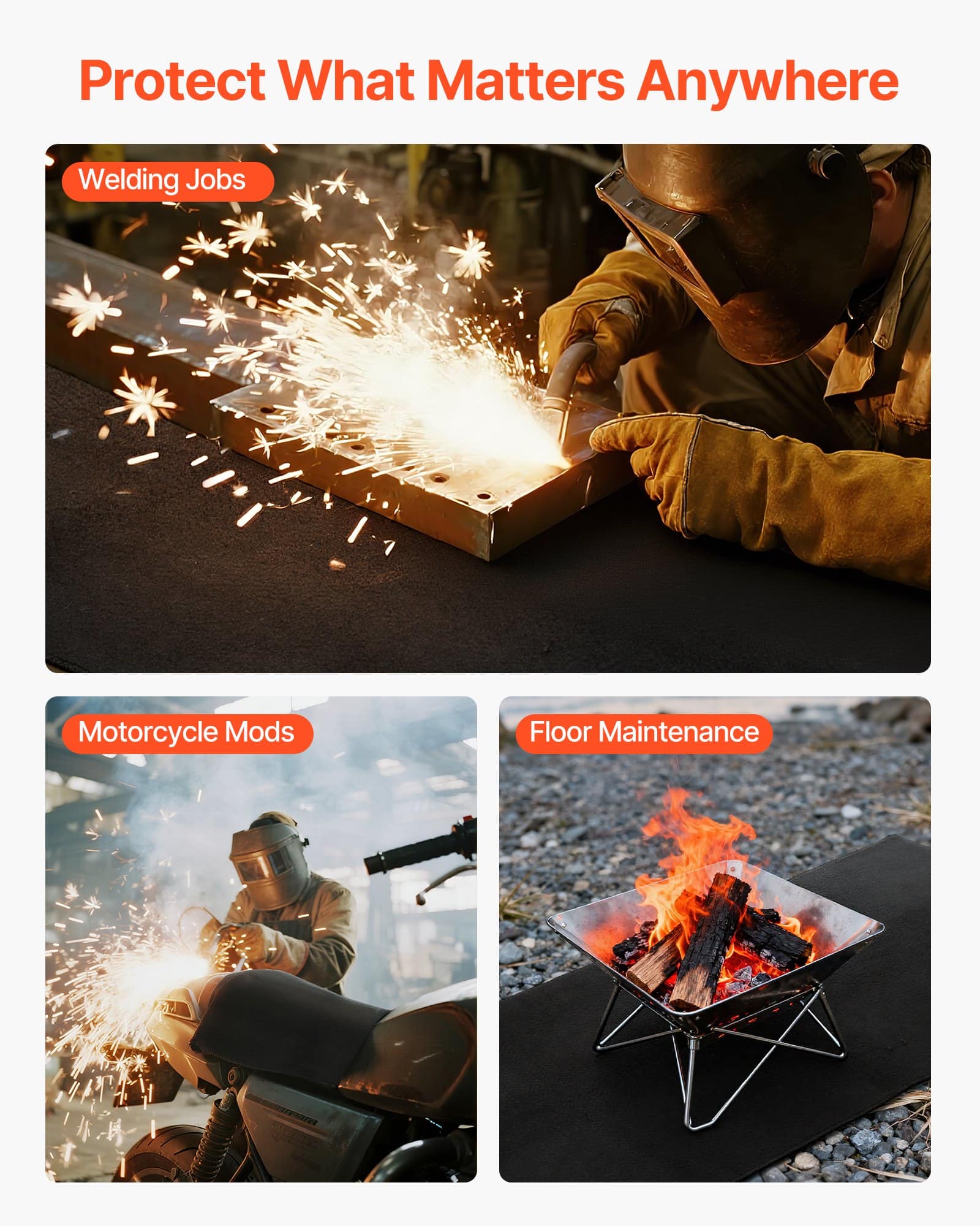 VEVOR 2-Pack Carbon Felt Welding Blankets 508x914mm, Fireproof Heat-Resistant Insulation Mats, 3.5mm Thick, Up to 982°C — attēls 4