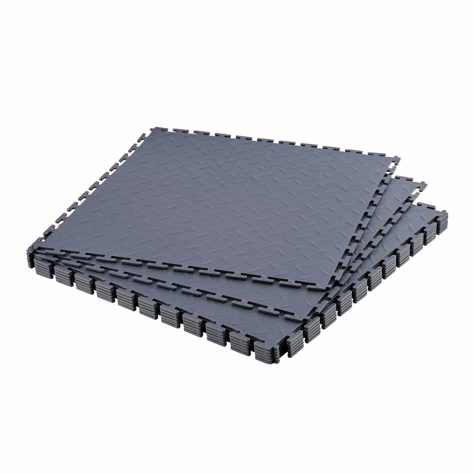 VEVOR комплект из 8 модульных ПВХ плиток для пола в гараже, 513x513x5 мм, противоскользящие с ромбовидным узором, графитовые, 2.1 м²