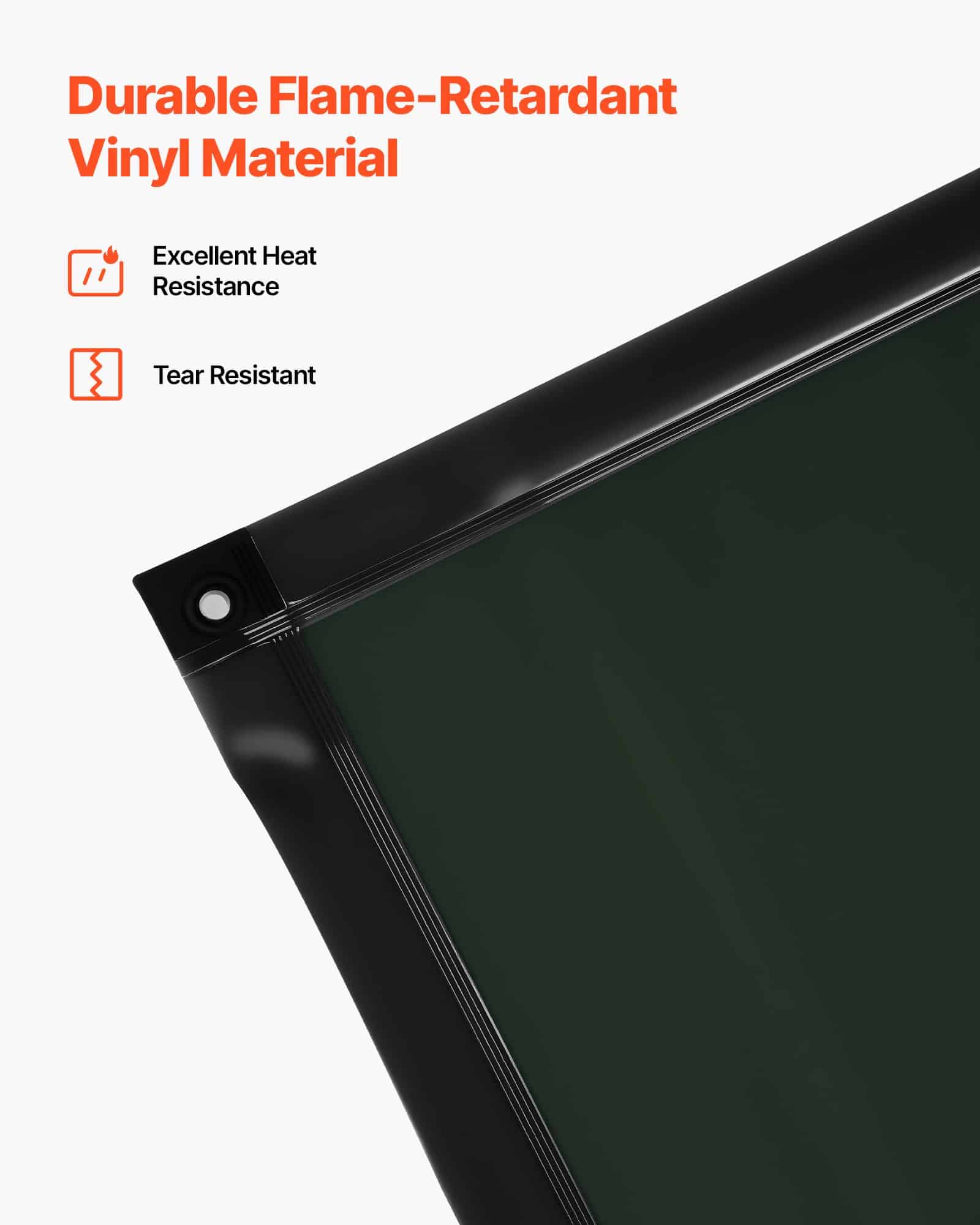 VEVOR 3-Panel Welding Screen with Frame, 1.74×2.34m Flame-Resistant Vinyl Curtain, UV Protected, 12 Wheels, Dark Green - Pilt 4
