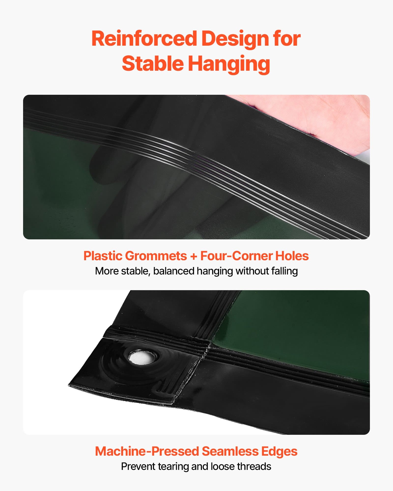 VEVOR 3-Panel Welding Screen with Frame, 1.74×2.34m Flame-Resistant Vinyl Curtain, UV Protected, 12 Wheels, Dark Green - Pilt 5