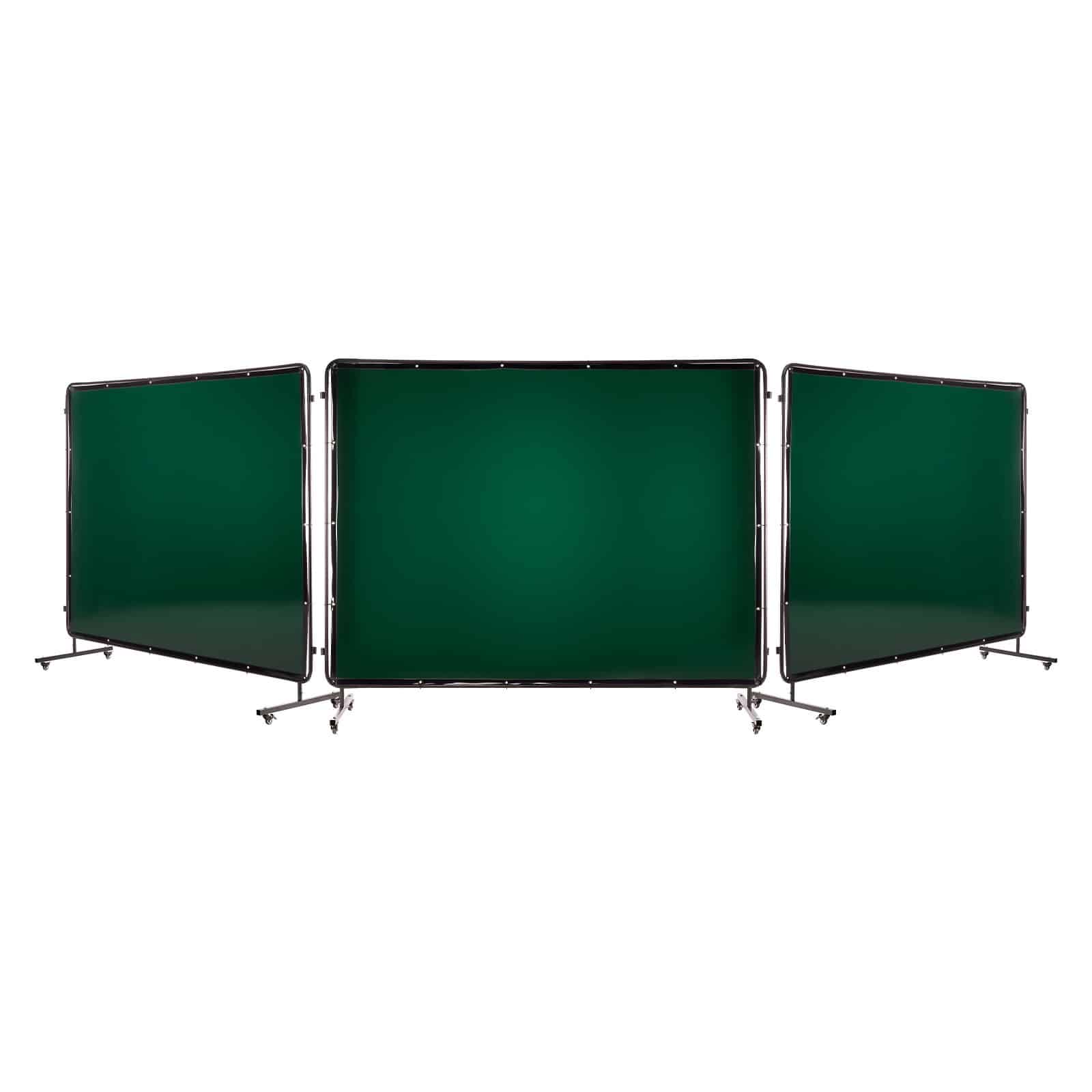 VEVOR 3-paneeliline keevitusekraan raamiga, 1,74×2,34 m, leegikindel vinüül, UV-kaitsega, 12 rattaga, tumeroheline