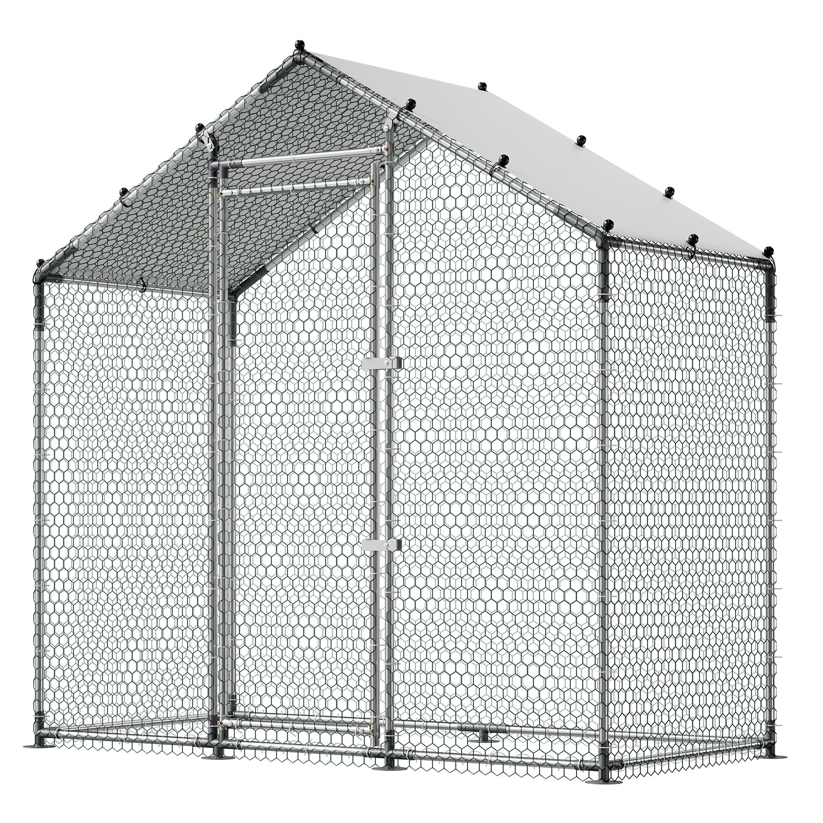 VEVOR 2x1x2 m Large Metal Chicken Coop with Spire Roof, Waterproof Cover & Galvanized Frame for Poultry, Ducks, Rabbits – Paveikslėlis 10