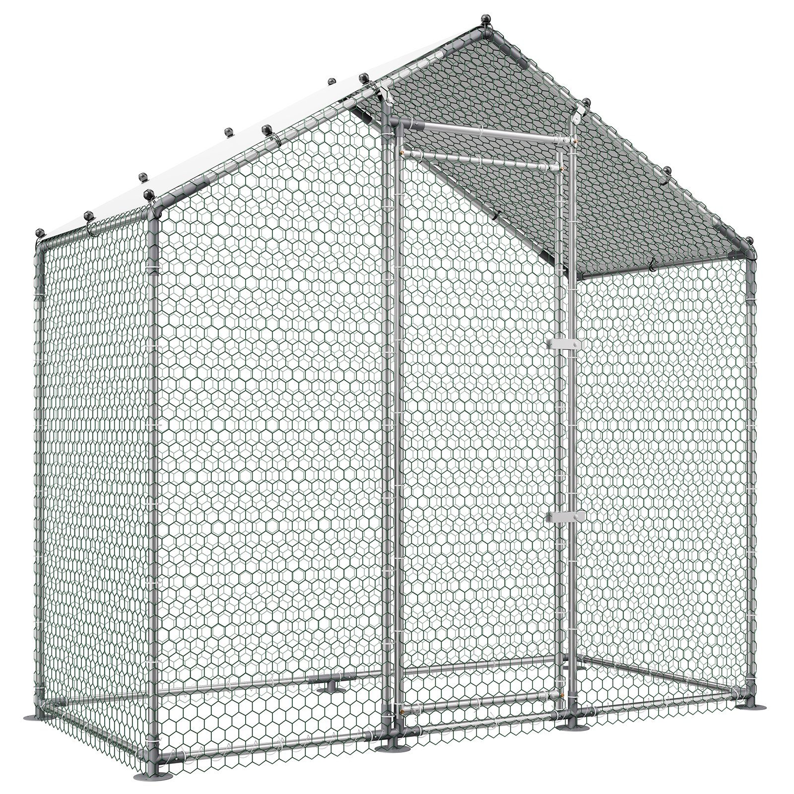 VEVOR 2x1x2 m Large Metal Chicken Coop with Spire Roof, Waterproof Cover & Galvanized Frame for Poultry, Ducks, Rabbits – Paveikslėlis 11