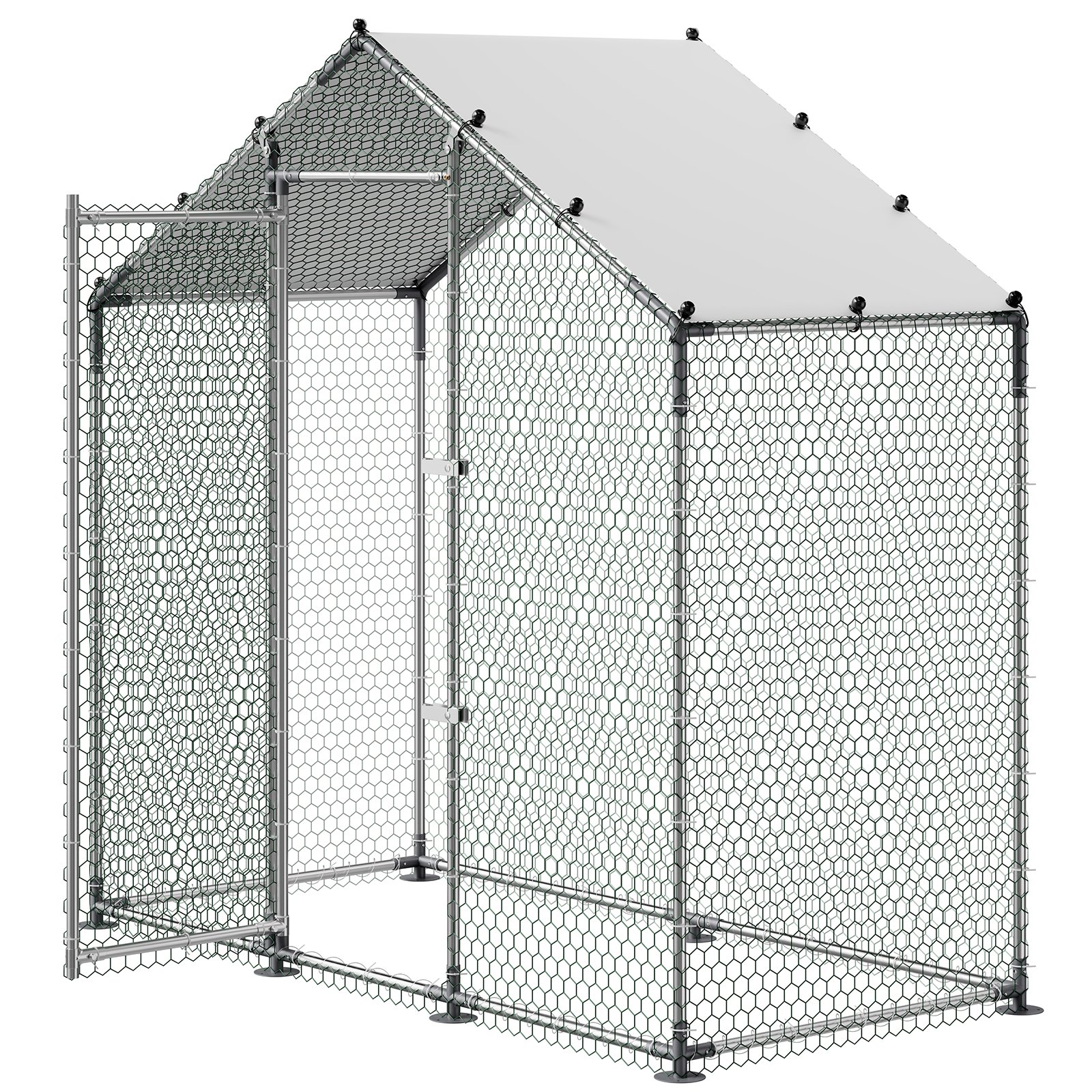VEVOR 2x1x2 m Large Metal Chicken Coop with Spire Roof, Waterproof Cover & Galvanized Frame for Poultry, Ducks, Rabbits – Paveikslėlis 12
