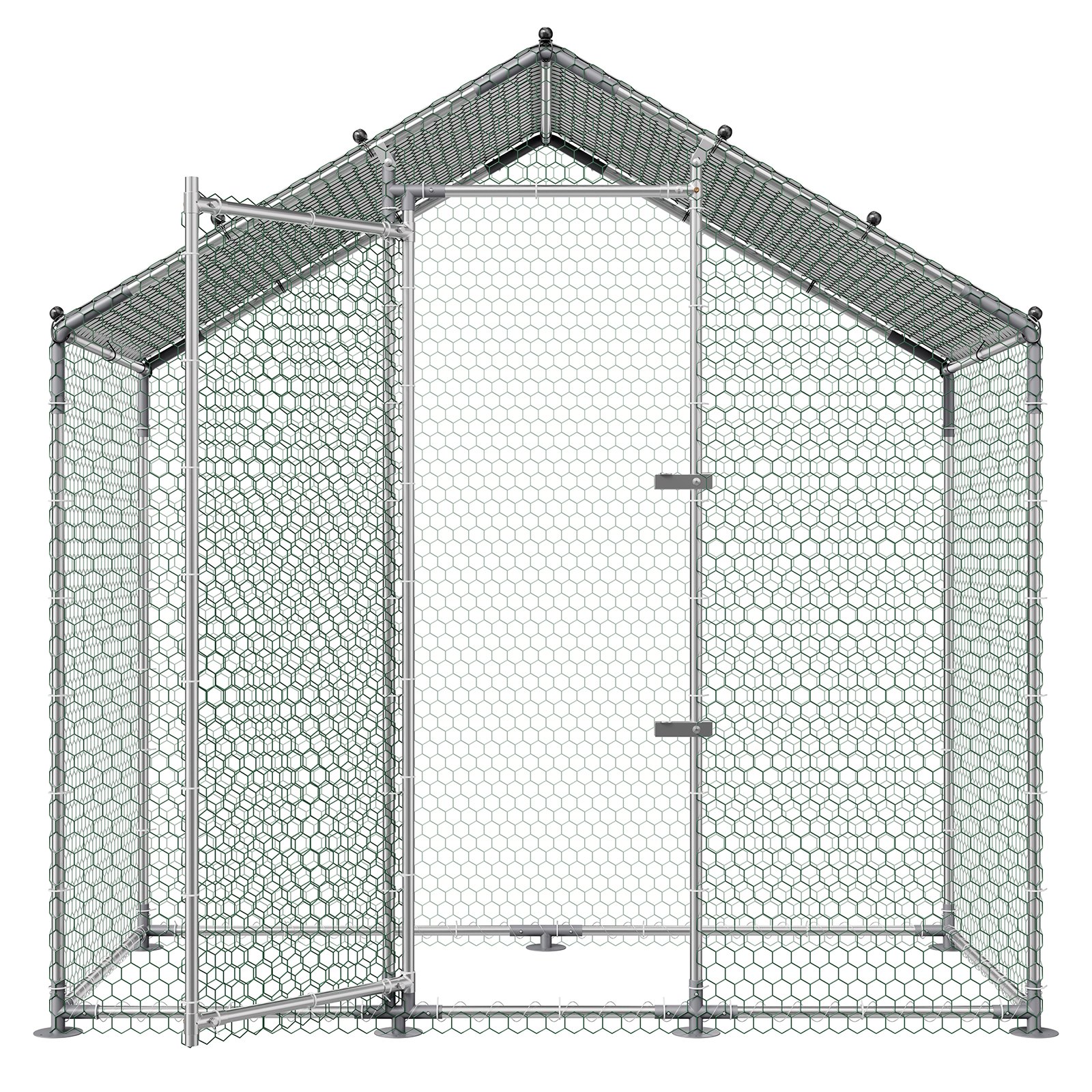 VEVOR 2x1x2 m Large Metal Chicken Coop with Spire Roof, Waterproof Cover & Galvanized Frame for Poultry, Ducks, Rabbits – Paveikslėlis 9