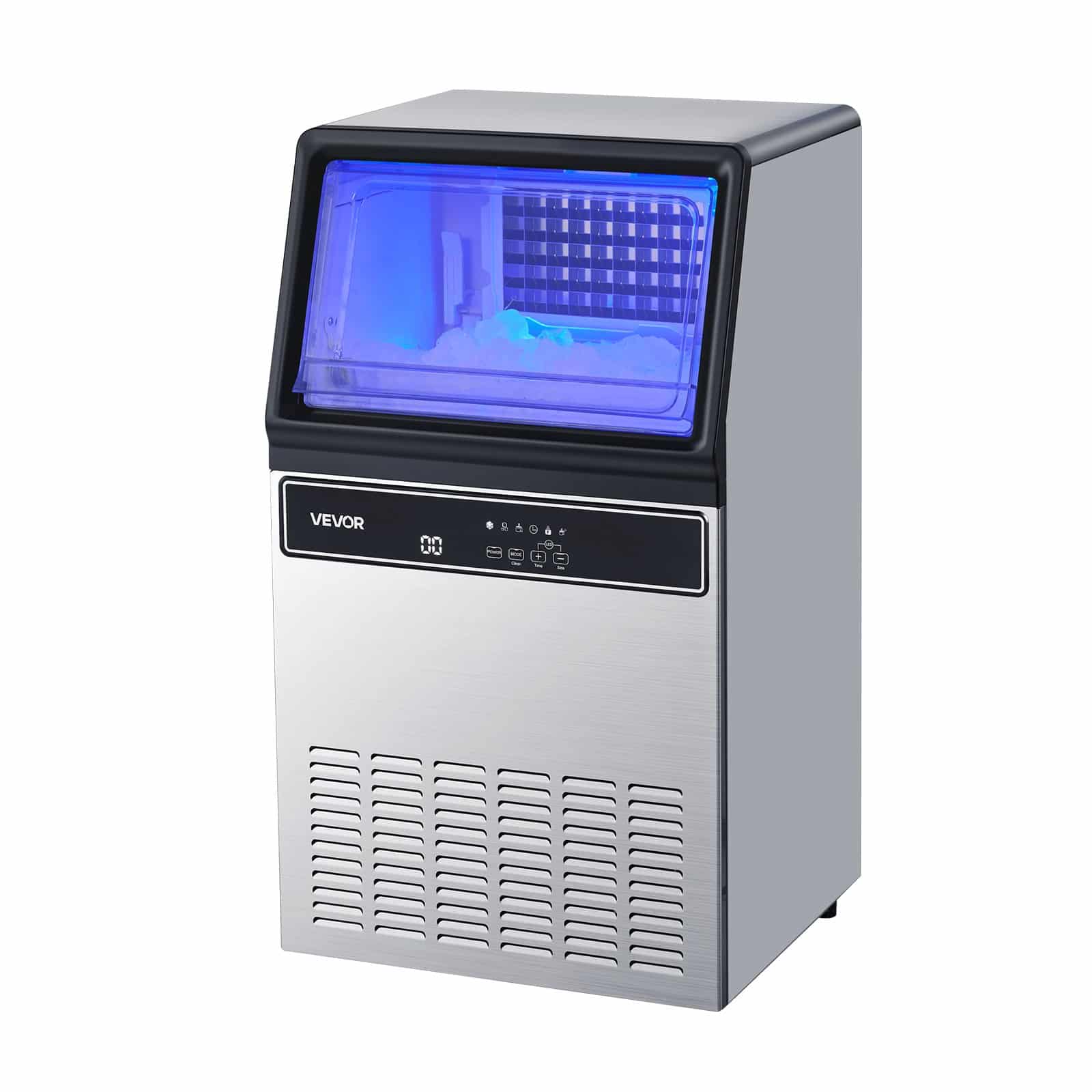 VEVOR Commercial Ice Maker 59kg/24h, 15kg Storage, 45 Cubes/Cycle, Stainless Steel Undercounter Ice Machine with LED & Self-Cleaning — изображение 10