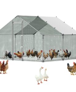 VEVOR Металлический курятник 3x3x2м с водонепроницаемой крышей, прочным каркасом для птиц, уток, кроликов – для улицы