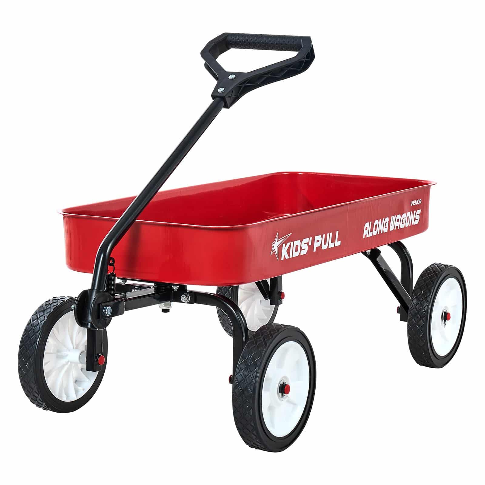 VEVOR Kids Pull-Along Wagon, 101 cm Red Utility Cart, 80 kg Load, All-Terrain Wheels, for Garden, Beach, Camping & Gifts — изображение 11