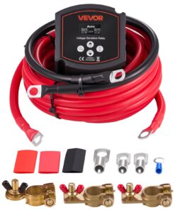 VEVOR 12V 300A dviejų baterijų izoliatoriaus rinkinys su LCD voltmetru, rankinis/automatinis VSR, 33,6 mm² kabeliai, ličio ir švino-rūgšties akumuliatoriams
