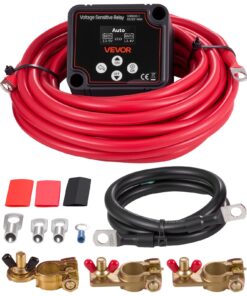VEVOR 12V 140A dvigubos akumuliatoriaus izoliatorius su LCD voltmetru, rankiniu/automatiniu VSR, 13,3 mm² kabeliu, UTV/ATV, suderinamas su ličio
