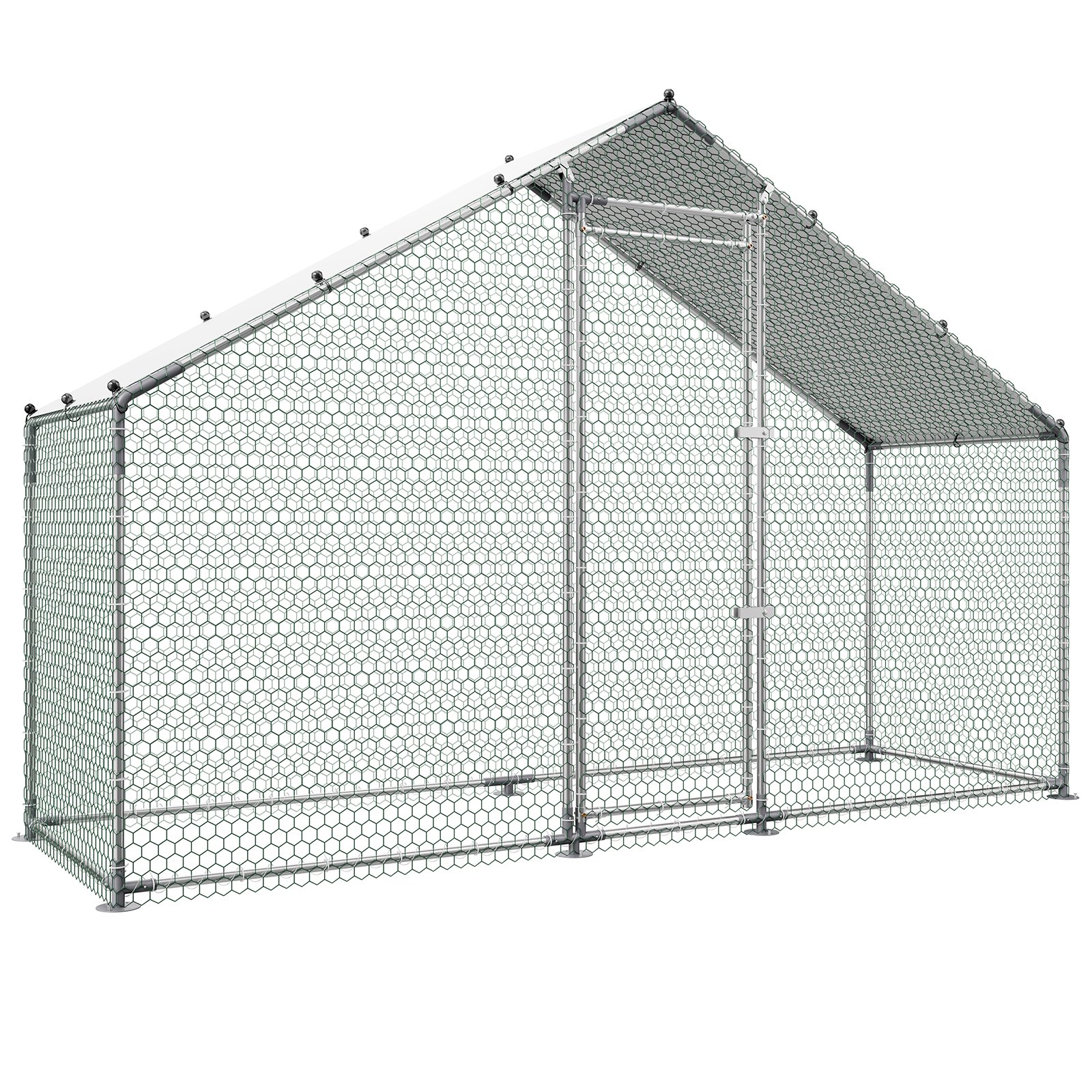 VEVOR Large 3x1x2 m Metal Chicken Coop with Spire Roof, Waterproof Cover, Steel Frame for Hens, Ducks, Rabbits - Outdoor Use — attēls 11
