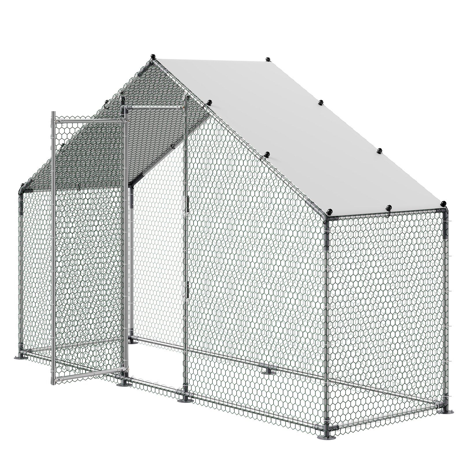 VEVOR Large 3x1x2 m Metal Chicken Coop with Spire Roof, Waterproof Cover, Steel Frame for Hens, Ducks, Rabbits - Outdoor Use — attēls 12