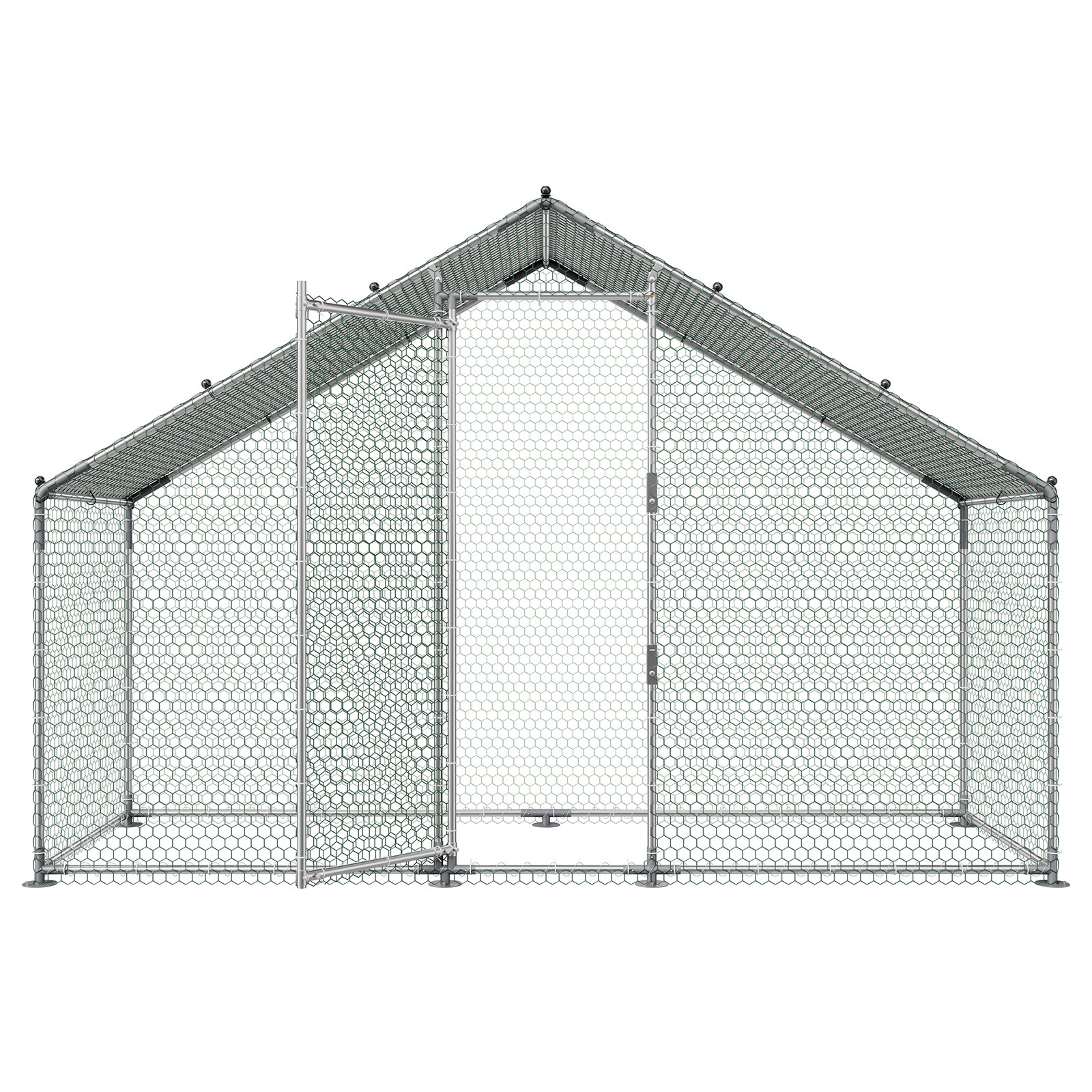 VEVOR Large 3x1x2 m Metal Chicken Coop with Spire Roof, Waterproof Cover, Steel Frame for Hens, Ducks, Rabbits - Outdoor Use — attēls 9