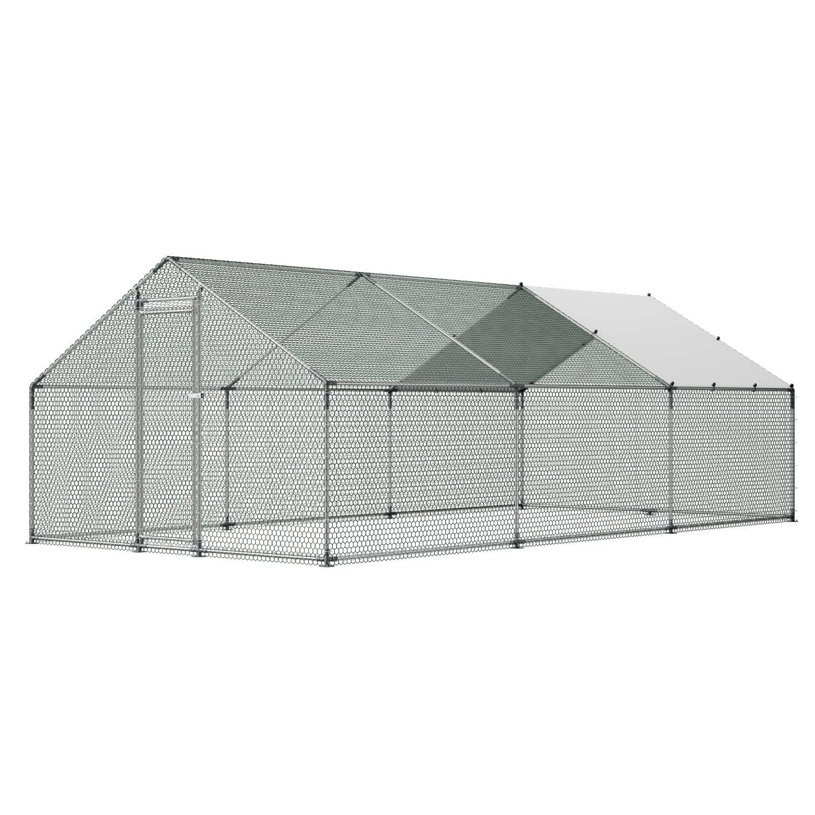 VEVOR Large Walk-in Metal Chicken Coop 3x6x2 m with Cover & Lock, Outdoor Poultry Pen for Chickens, Ducks, Rabbits - Weatherproof - Pilt 10