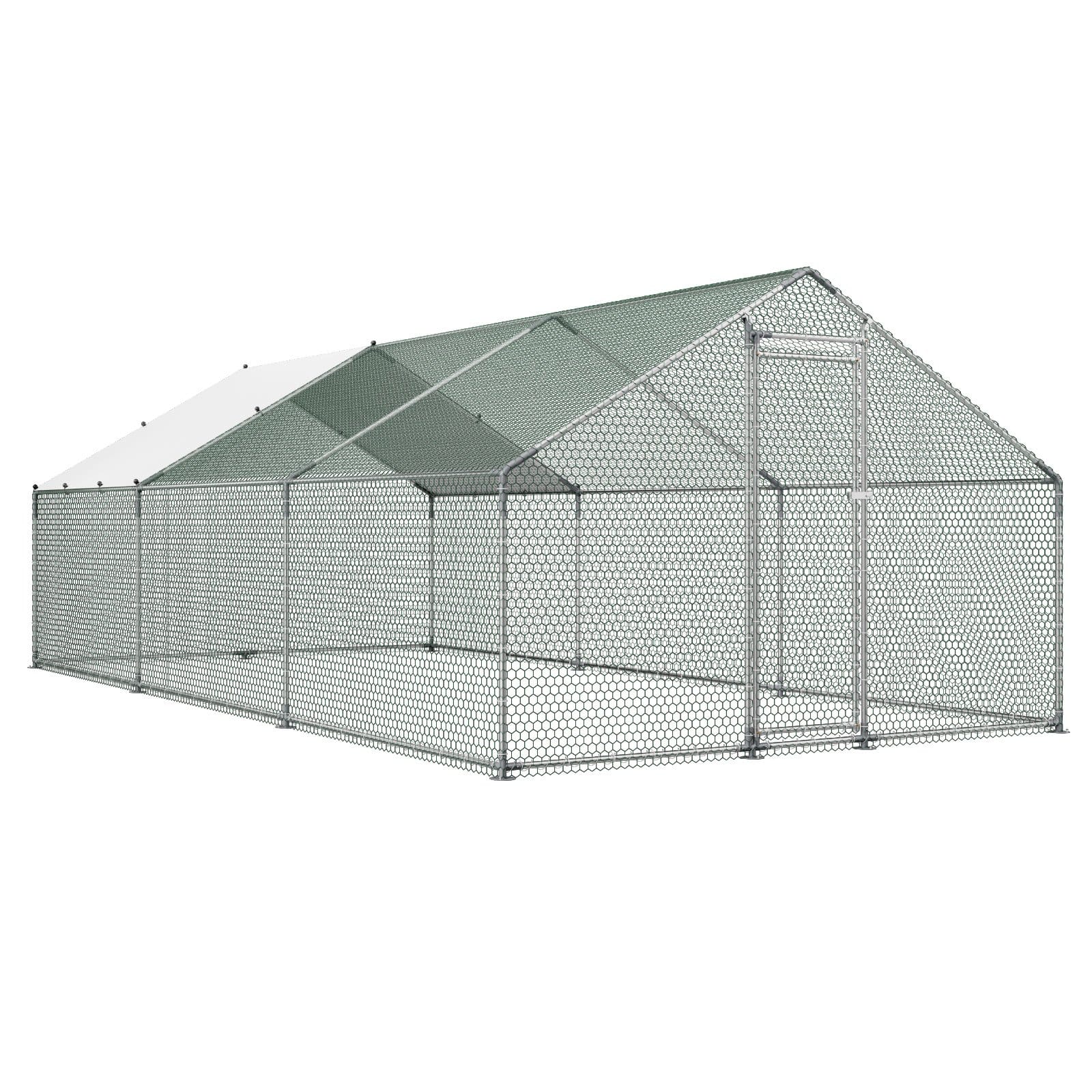 VEVOR Large Walk-in Metal Chicken Coop 3x6x2 m with Cover & Lock, Outdoor Poultry Pen for Chickens, Ducks, Rabbits - Weatherproof - Pilt 11