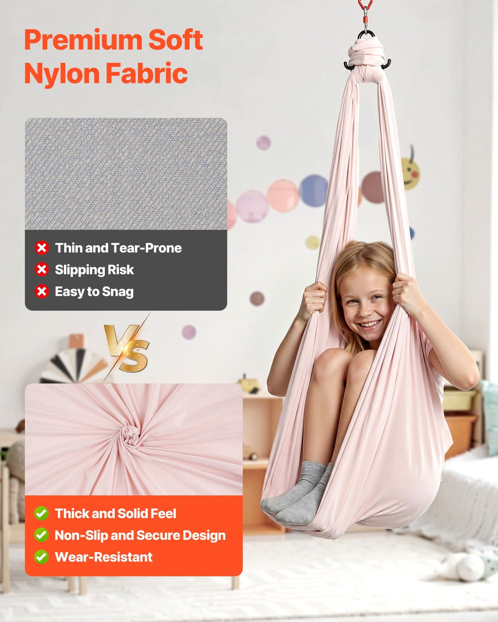 VEVOR Aerial Yoga Hammock & Swing Combo, 136 kg Load, Spandex Fabric, 360° Rotation, with PE Bag for Home & Studio Use — Attēls 2