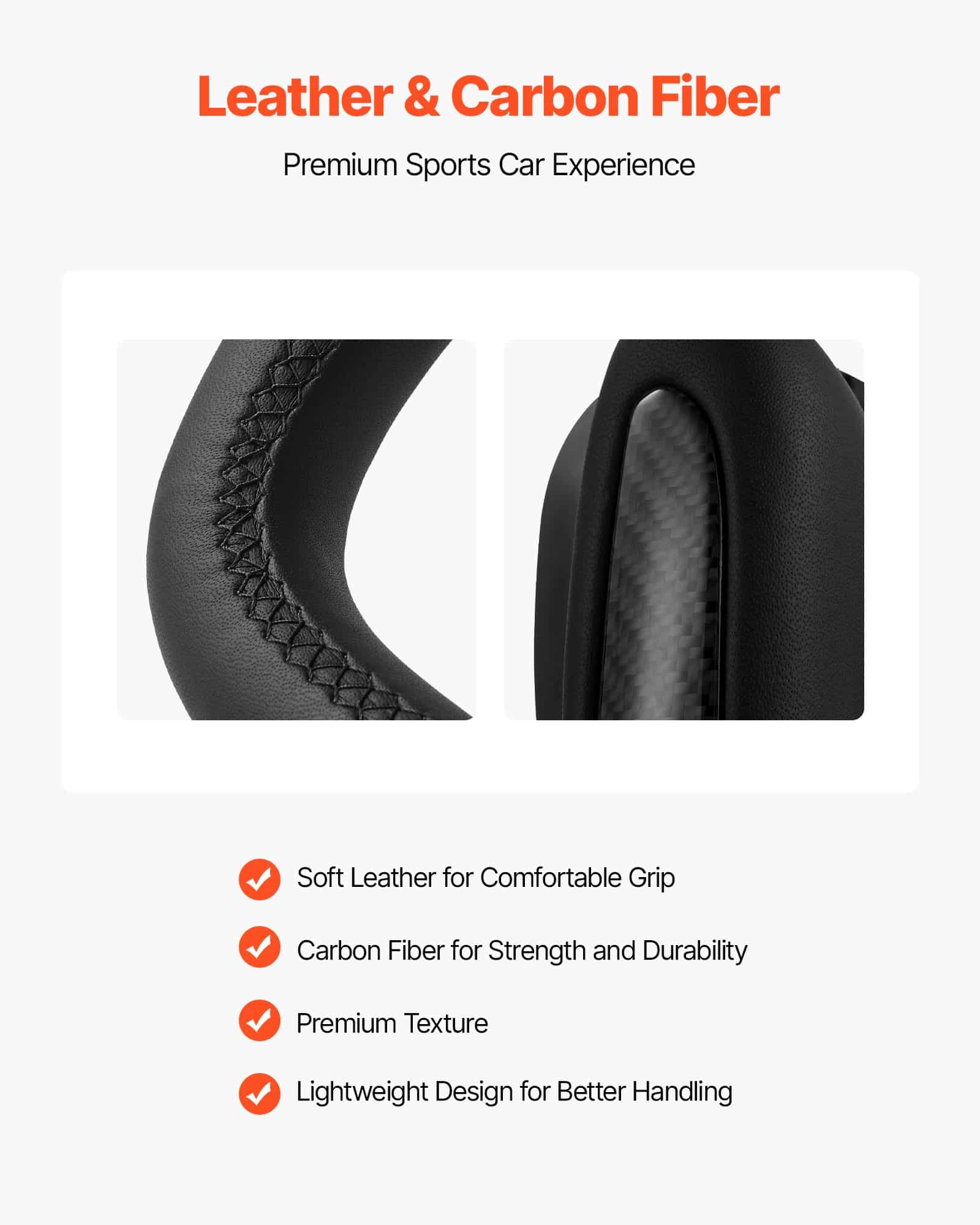 Heated Carbon Fiber Steering Wheel for Tesla Model 3 (2016–2023), D-Shape, Leather Grip, Flat-Bottom, Black - Зображення 3